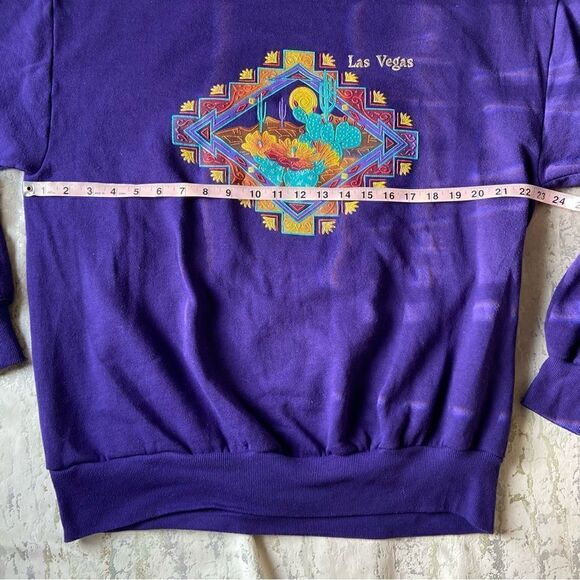 Southwestern Aztec oversized vintage Las Vegas Crewneck sweatshirt Y2K cactus - Picture 7 of 10